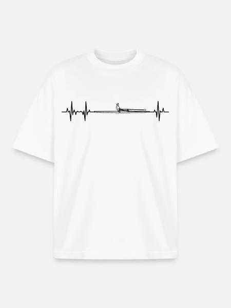 Rowing Boat ECG Heart Line - Boxy Heavyweight Unisex Organic T-Shirt by Stanley/Stella - white