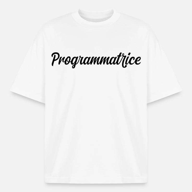 Programmatrice Informatique Code Développeuse Web - T-shirt unisexe boxy épais biologique Stanley/Stella - blanc