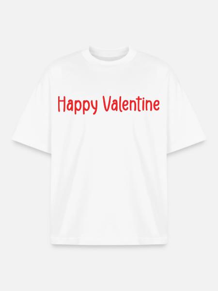 happy valentine - T-shirt unisexe boxy épais biologique Stanley/Stella - blanc