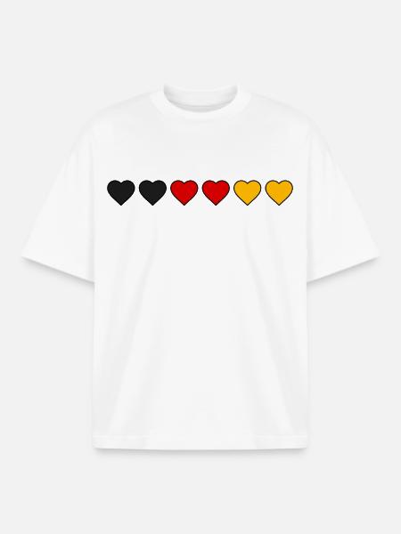 Germany Hearts - Boxy Heavyweight Unisex Organic T-Shirt by Stanley/Stella - white