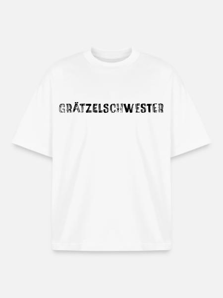Grätzelschwester – Viennese dialect cult saying - Boxy Heavyweight Unisex Organic T-Shirt by Stanley/Stella - white