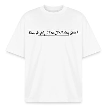 27. Geburtstag 27 Jahre Jubiläum - Boxy Heavyweight Unisex Organic T-Shirt von Stanley/Stella - Weiß - Vorne - AI Model Male 185 light (185cm) & AI Model Female 172 dark (172cm)