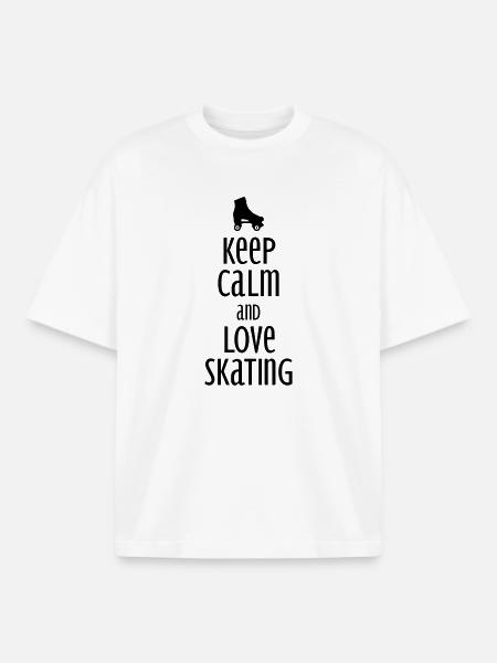 keep calm and love skating - Boxy Heavyweight Unisex Organic T-Shirt by Stanley/Stella - white