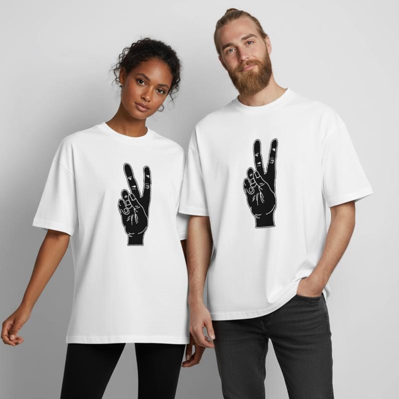 Black hand gesture peace Boxy Heavyweight Unisex Organic T-Shirt by Stanley/Stella