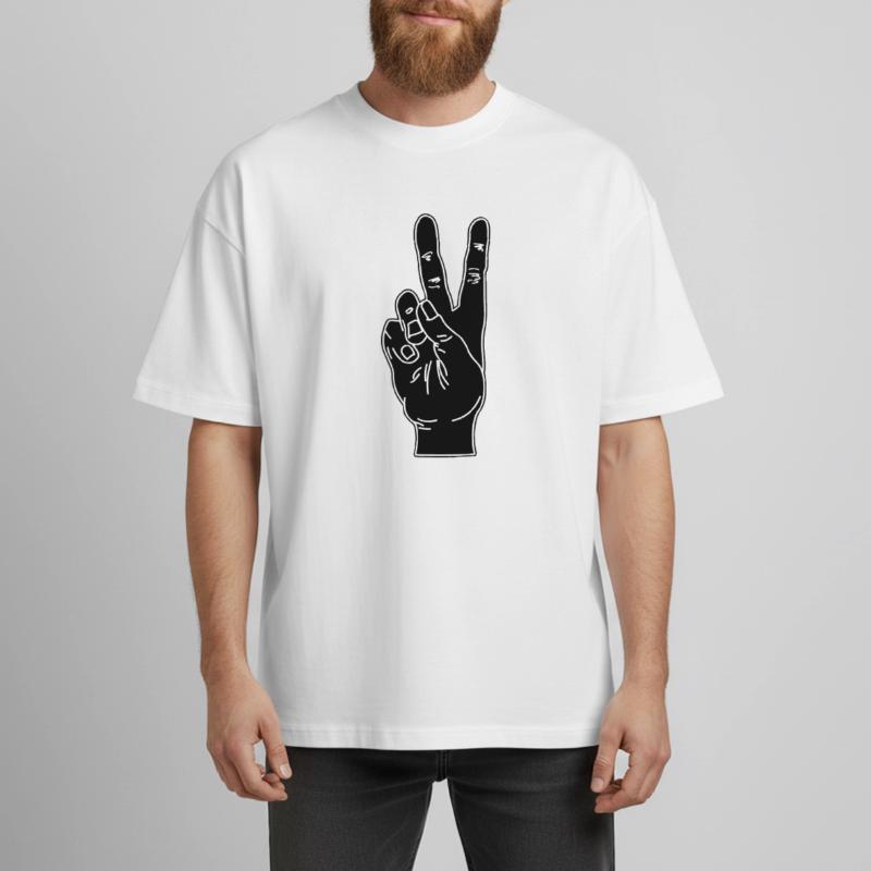 Black hand gesture peace Boxy Heavyweight Unisex Organic T-Shirt by Stanley/Stella
