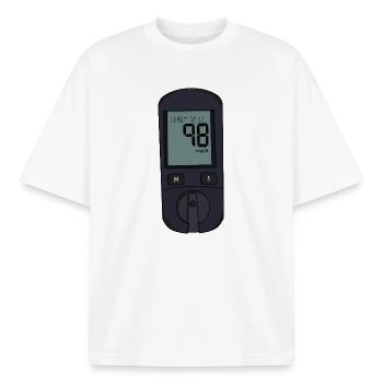 Glucose Meter - Boxy Heavyweight Unisex Organic T-Shirt by Stanley/Stella - white - Front - AI Model Male 185 light (185cm) & AI Model Female 172 dark (172cm)