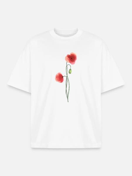Blume: roter Mohn - Boxy Heavyweight Unisex Organic T-Shirt von Stanley/Stella - Weiß