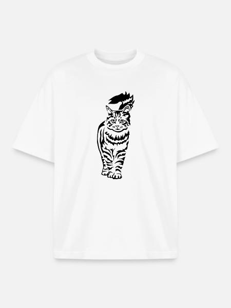 Chat domestique - Chat - T-shirt unisexe boxy épais biologique Stanley/Stella - blanc