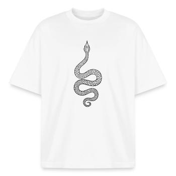 Serpent minimaliste à colorier soi-même - T-shirt unisexe boxy épais biologique Stanley/Stella - blanc - Devant - AI Model Male 185 light (185cm) & AI Model Female 172 dark (172cm)
