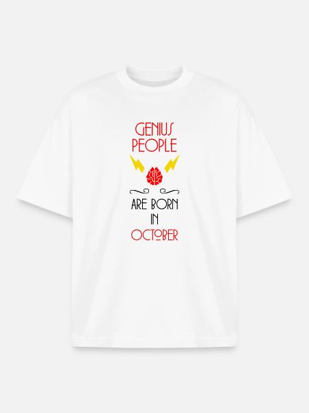 Genie Born October Baby Gift - Boxy Heavyweight Unisex Organic T-Shirt by Stanley/Stella - white