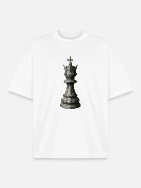 Chess King – Dark Geometric Illustration - Boxy Heavyweight Unisex Organic T-Shirt by Stanley/Stella - white