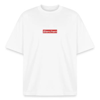 Logo de la bière - T-shirt unisexe boxy épais biologique Stanley/Stella - blanc - Devant - AI Model Male 185 light (185cm) & AI Model Female 172 dark (172cm)