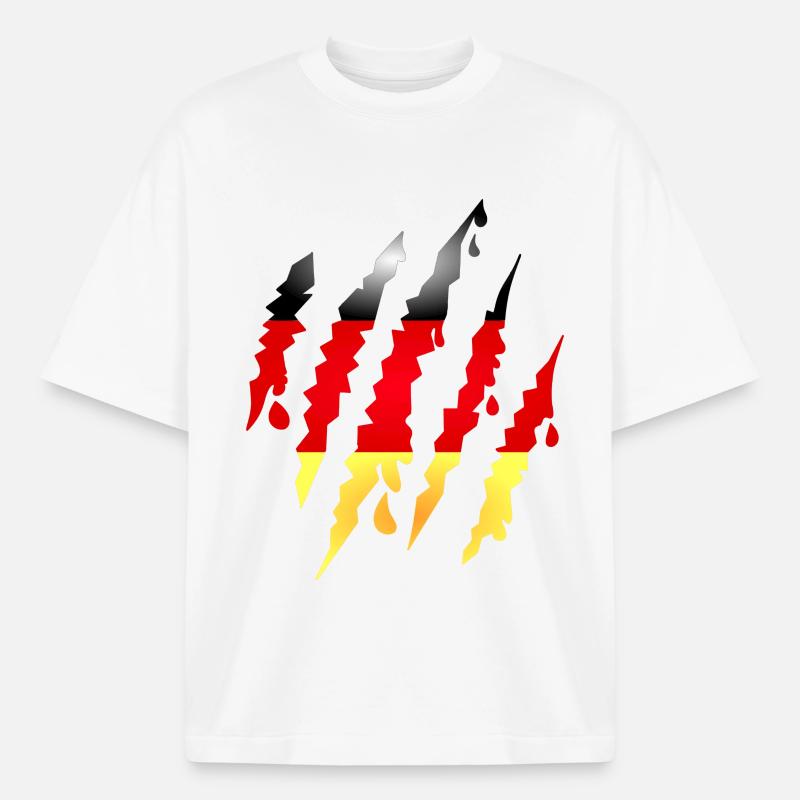 Claw scratches with Germany flag - Heavyweight Boxy Unisex T-Shirt by Stanley/Stella - white
