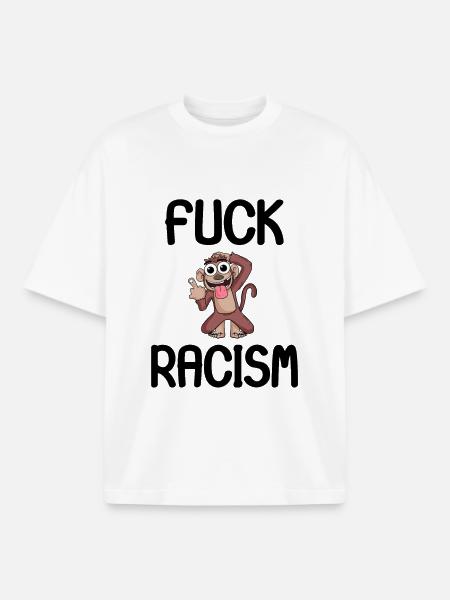 Against racism - Boxy Heavyweight Unisex Organic T-Shirt by Stanley/Stella - white