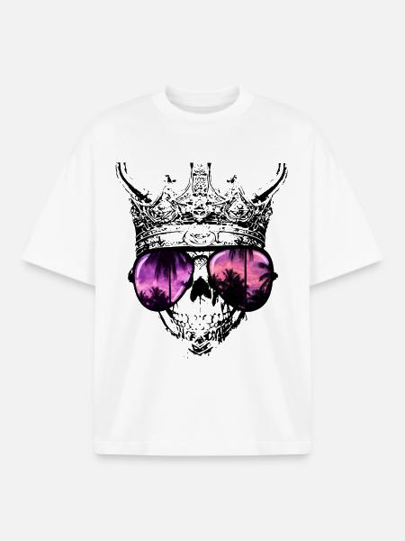Hipster Skull King - Boxy Heavyweight Unisex Organic T-Shirt by Stanley/Stella - white