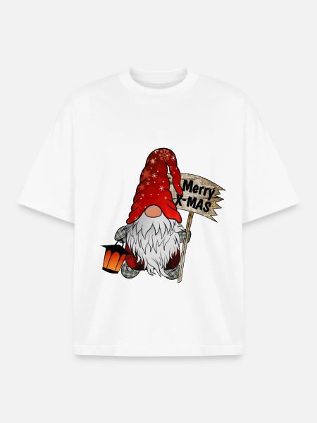 Christmas Dwarf Christmas Gnome - Boxy Heavyweight Unisex Organic T-Shirt by Stanley/Stella - white