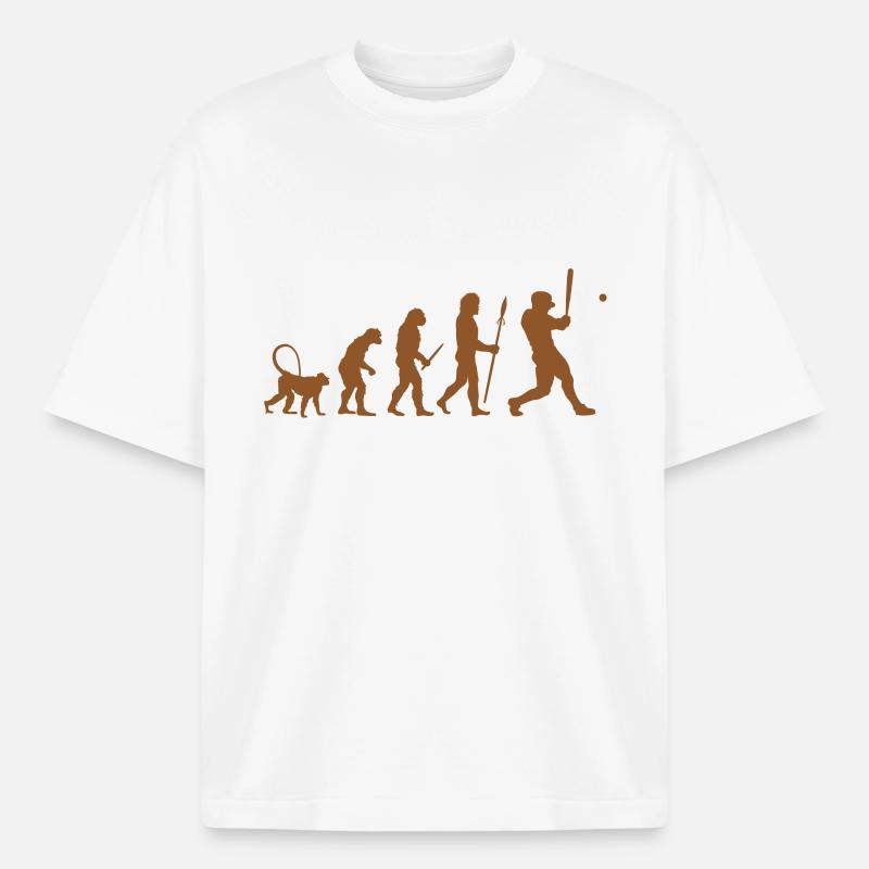 Évolution du baseball - T-shirt unisexe épais coupe boxy Stanley/Stella - blanc