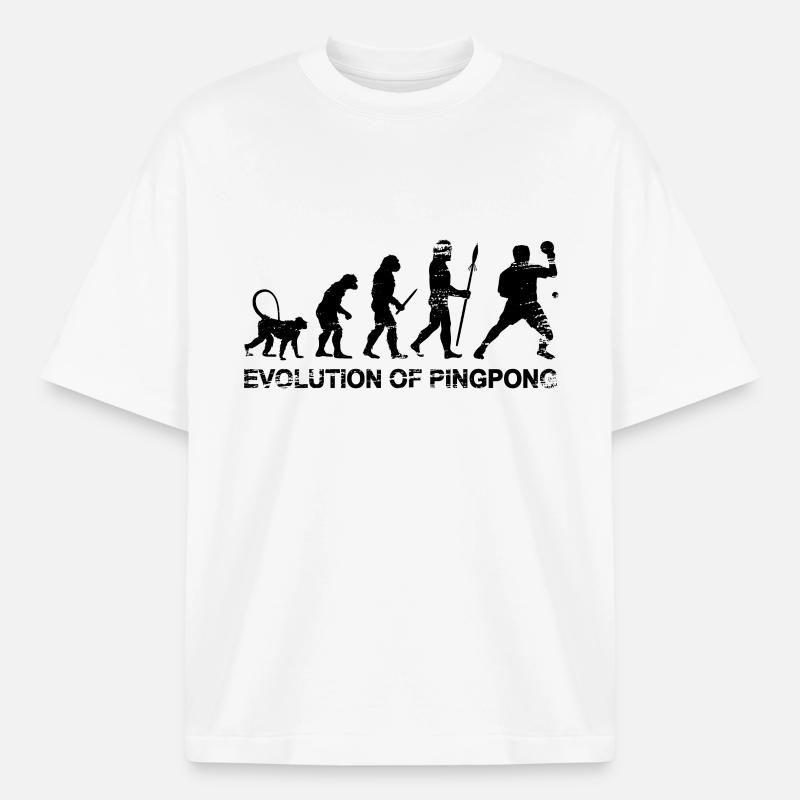 Évolution du pingpong - T-shirt unisexe épais coupe boxy Stanley/Stella - blanc