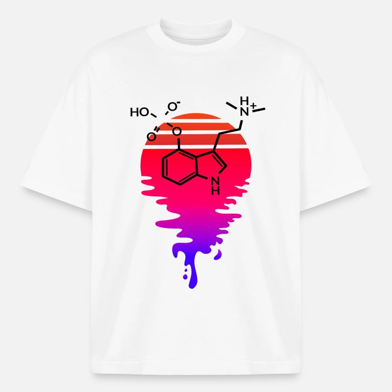 Psilocybin Molekül mit Retro Sunset - Boxy Heavyweight Unisex Organic T-Shirt von Stanley/Stella - Weiß