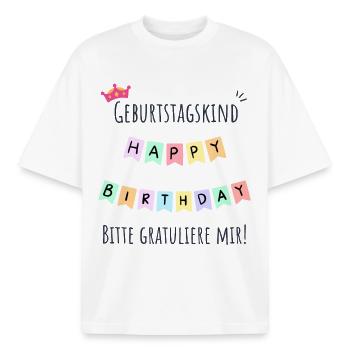 Geburtstagskind Girlande Design - Boxy Heavyweight Unisex Organic T-Shirt von Stanley/Stella - Weiß - Vorne - AI Model Male 185 light (185cm) & AI Model Female 172 dark (172cm)