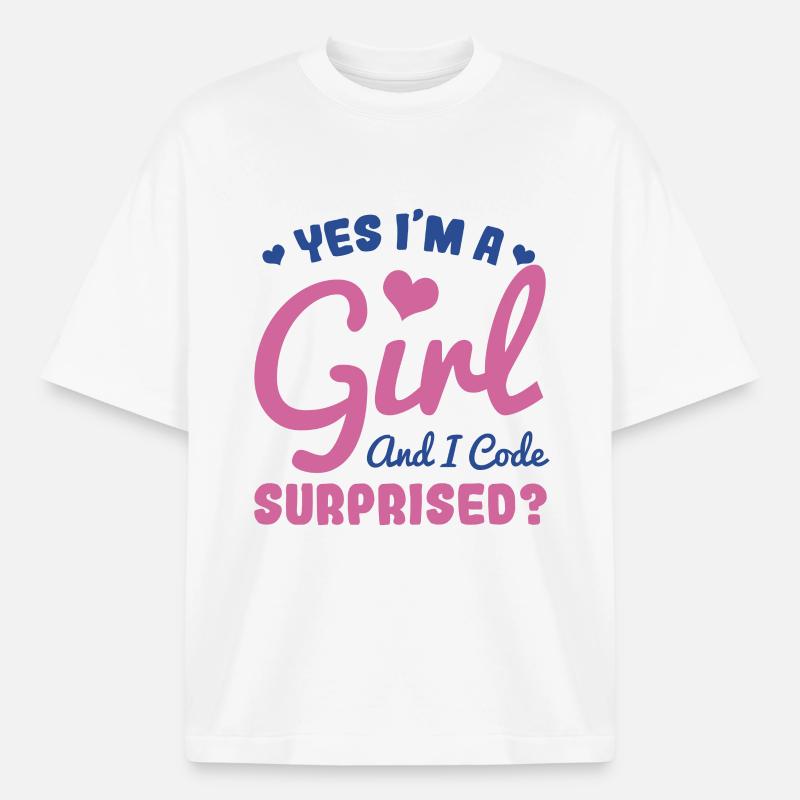 Fille et programmeuse - T-shirt unisexe épais coupe boxy Stanley/Stella - blanc