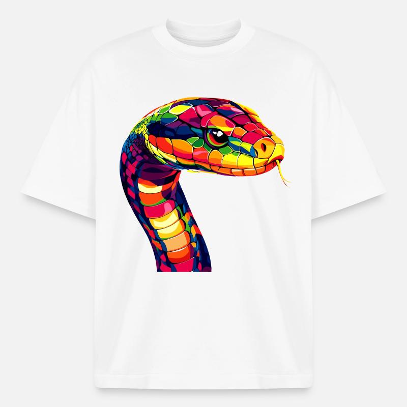 Schlange Python Kobra Mamba Klapperschlange Snake - Boxy Heavyweight Unisex Organic T-Shirt von Stanley/Stella - Weiß