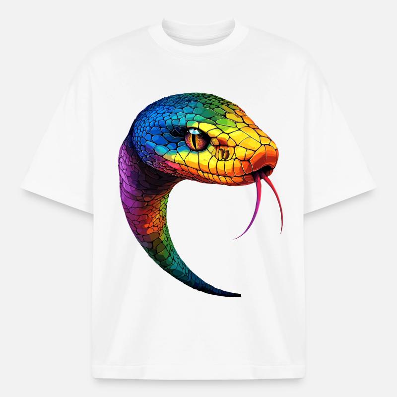 Schlange Python Kobra Mamba Klapperschlange Snake - Boxy Heavyweight Unisex Organic T-Shirt von Stanley/Stella - Weiß