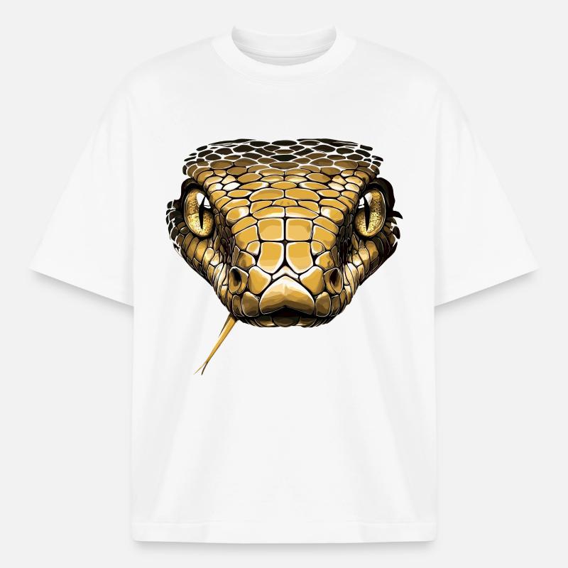 Schlange Python Kobra Mamba Klapperschlange Snake - Boxy Heavyweight Unisex Organic T-Shirt von Stanley/Stella - Weiß