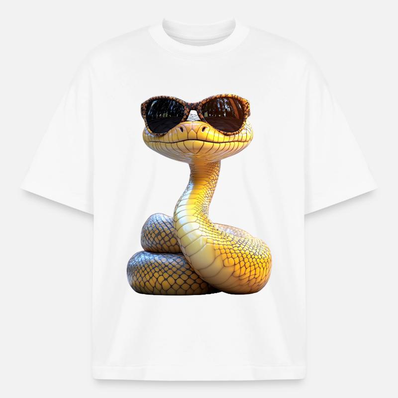 Schlange Python Kobra Mamba Klapperschlange Snake - Boxy Heavyweight Unisex Organic T-Shirt von Stanley/Stella - Weiß