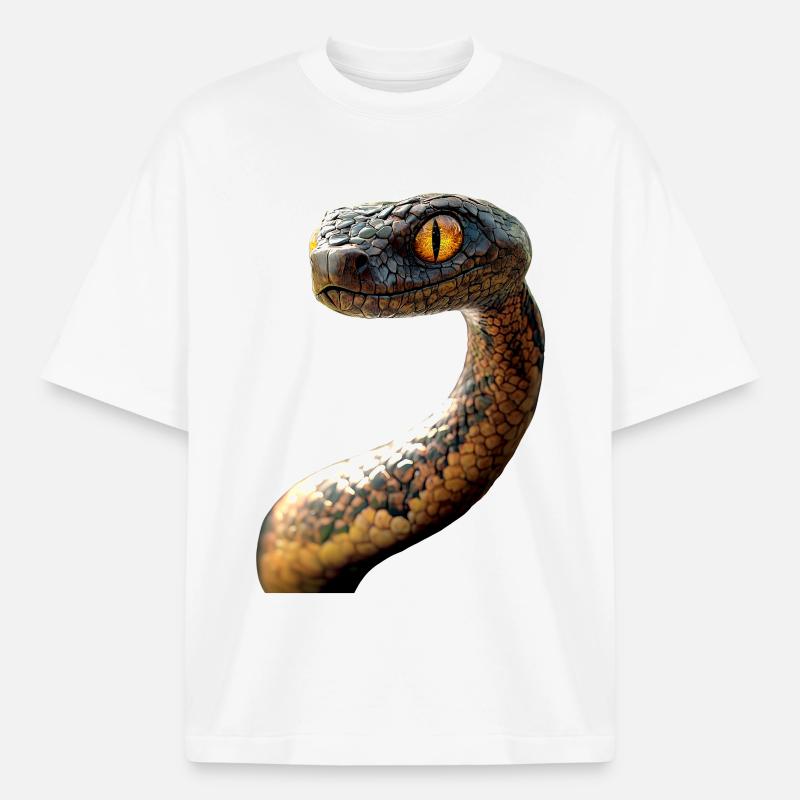 Schlange Python Kobra Mamba Klapperschlange Snake - Boxy Heavyweight Unisex Organic T-Shirt von Stanley/Stella - Weiß