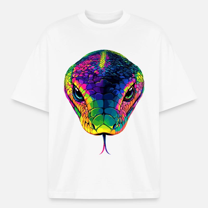 Schlange Python Kobra Mamba Klapperschlange Snake - Boxy Heavyweight Unisex Organic T-Shirt von Stanley/Stella - Weiß