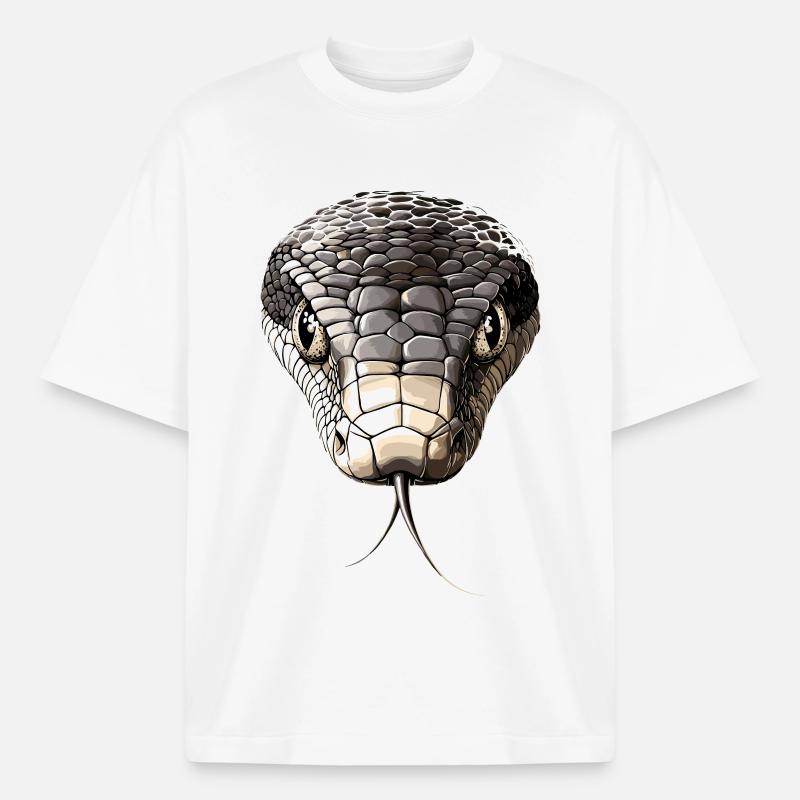 Schlange Python Kobra Mamba Klapperschlange Snake - Boxy Heavyweight Unisex Organic T-Shirt von Stanley/Stella - Weiß
