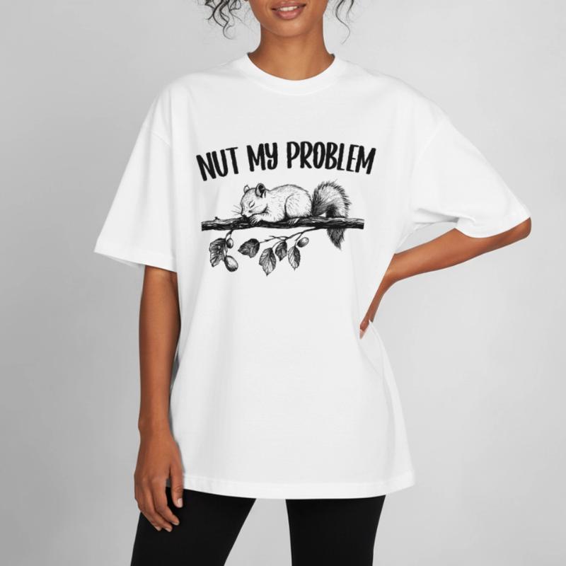 Nut My Problem Eichhörnchen Niedlich Geschenk Boxy Heavyweight Unisex Organic T-Shirt von Stanley/Stella
