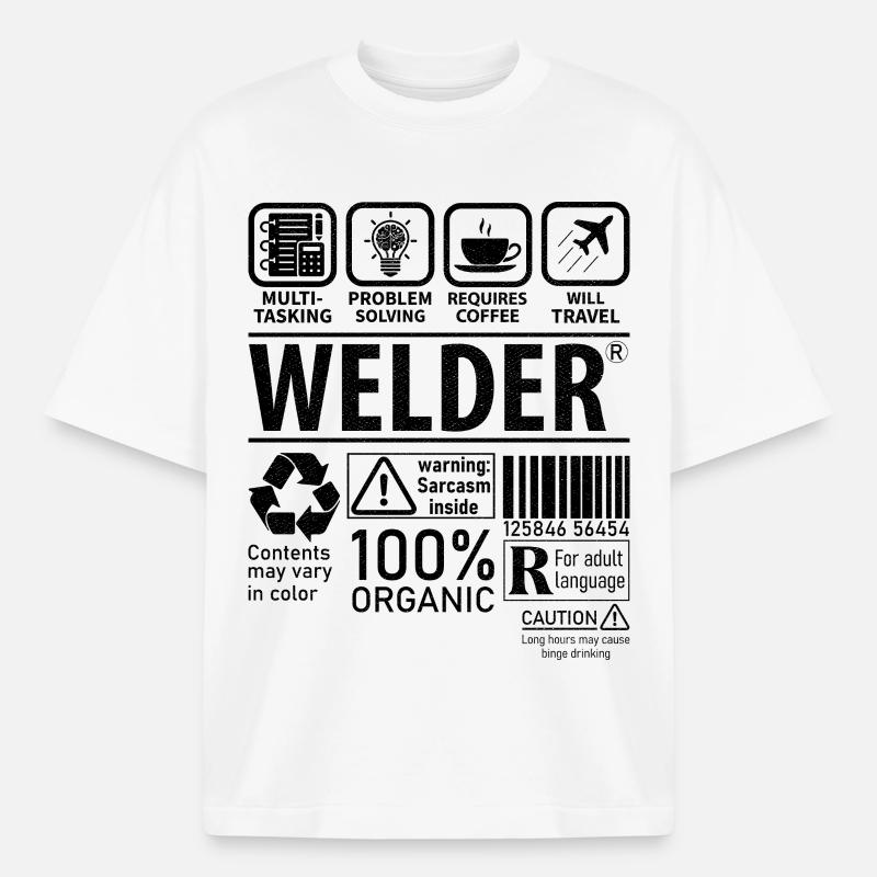 Welder multi tasking problem solving requires - Heavyweight Boxy Unisex T-Shirt by Stanley/Stella - white