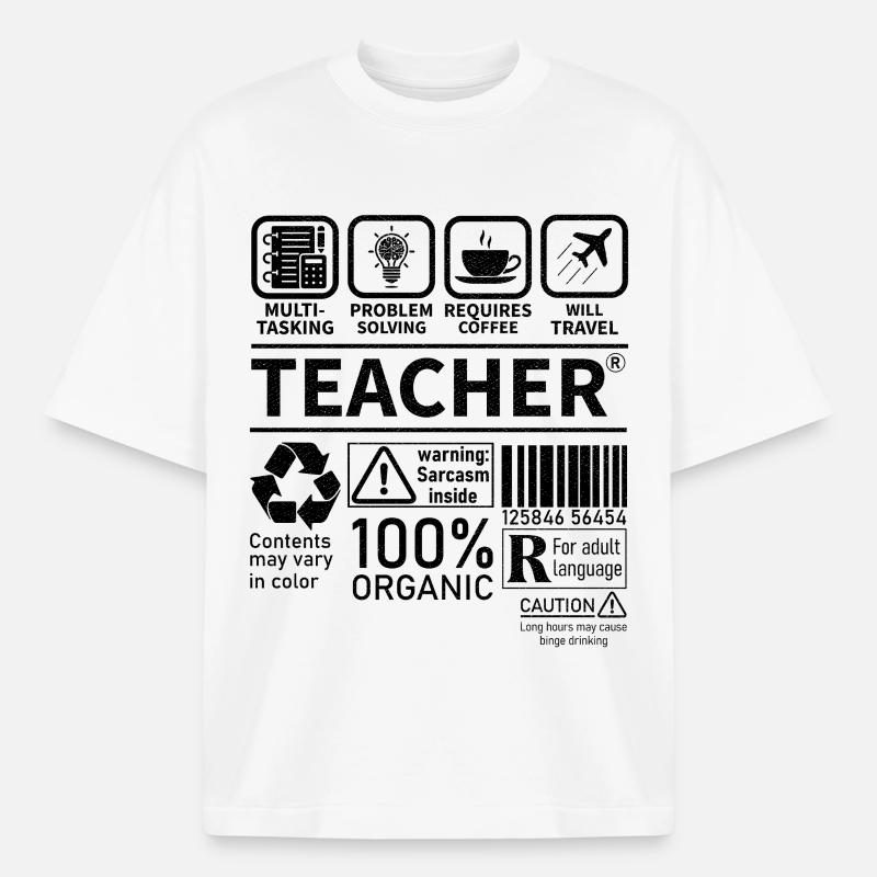 Teacher multi tasking problem solving requires - Boxy Heavyweight Unisex Organic T-Shirt by Stanley/Stella - white