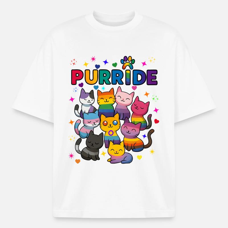 Purride LGBT Cats - Boxy Heavyweight Unisex Organic T-Shirt by Stanley/Stella - white