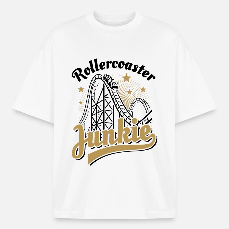 Rollercoaster Junkie - Roller Coaster - Loop - Heavyweight Boxy Unisex T-Shirt by Stanley/Stella - white