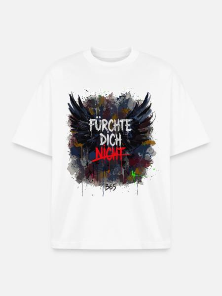FEAR NOT Grunge Wings Splatter Art - Boxy Heavyweight Unisex Organic T-Shirt by Stanley/Stella - white