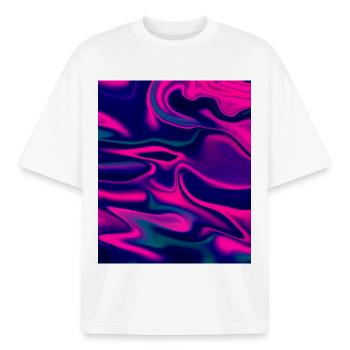 Holographic Flow - Dark Blue Purple Edition  - Boxy Heavyweight Unisex Organic T-Shirt von Stanley/Stella - Weiß - Vorne - AI Model Male 185 light (185cm) & AI Model Female 172 dark (172cm)