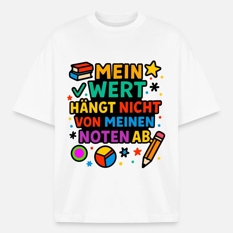 Ma valeur compte, pas mes notes - T-shirt unisexe boxy épais biologique Stanley/Stella - blanc