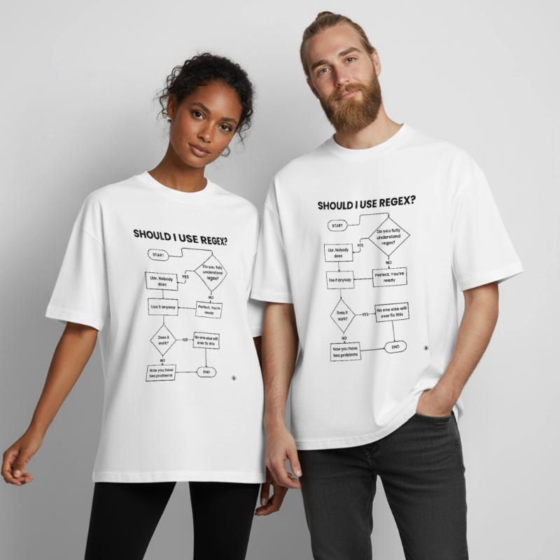 Should I Use Regex Flowchart - Two Problems Gift Boxy Heavyweight Unisex Organic T-Shirt by Stanley/Stella