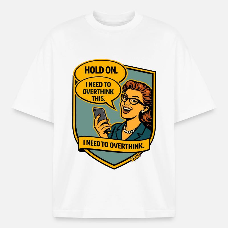 Stop – Repense Overthinker Comic - T-shirt unisexe épais coupe boxy Stanley/Stella - blanc