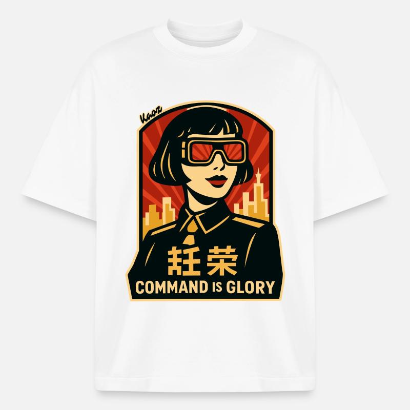Command Is Glory Retro Poster - Boxy Heavyweight Unisex Organic T-Shirt by Stanley/Stella - white