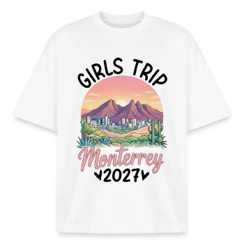Girls Trip Monterrey 2027 - Boxy Heavyweight Unisex Organic T-Shirt von Stanley/Stella - Weiß - Vorne - AI Model Male 185 light (185cm) & AI Model Female 172 dark (172cm)