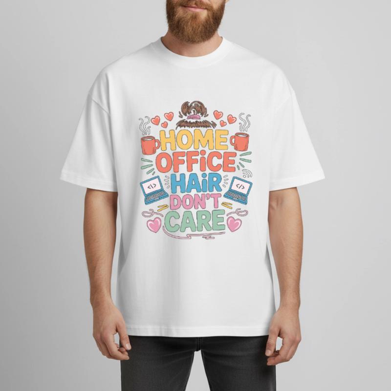 Remote Developer Home Office Hair Web Developer Boxy Heavyweight Unisex Organic T-Shirt by Stanley/Stella