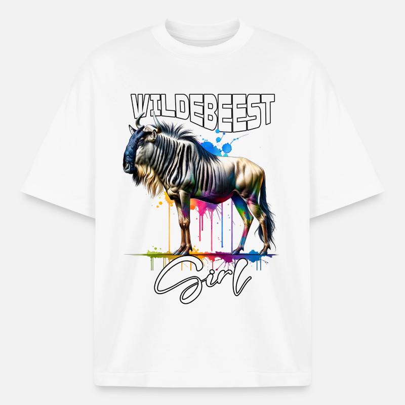 Wildebeest Mädchen Gnu - Boxy Heavyweight Unisex Organic T-Shirt von Stanley/Stella - Weiß