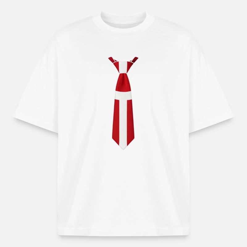 Cravate Danemark – Conception du drapeau - T-shirt unisexe épais coupe boxy Stanley/Stella - blanc