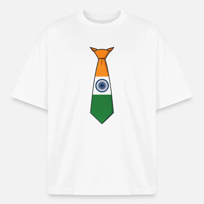 Cravate de l’Inde – Drapeau - T-shirt unisexe épais coupe boxy Stanley/Stella - blanc