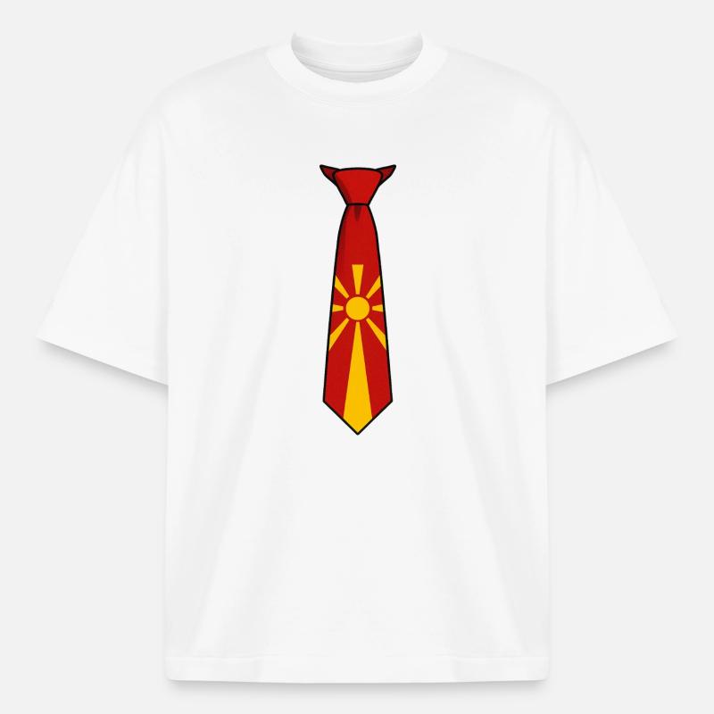 Cravate Macédoine – Conception du drapeau - T-shirt unisexe épais coupe boxy Stanley/Stella - blanc