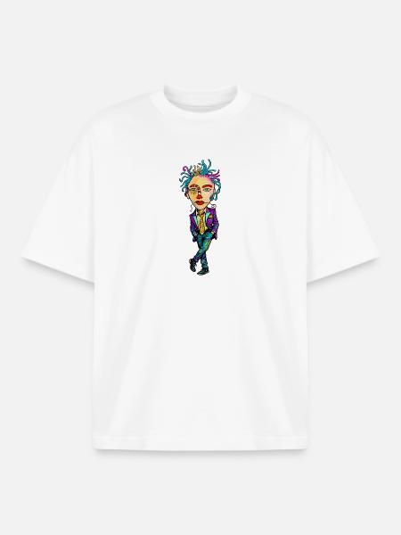 Buntes Expressionistisches Porträt - Boxy Heavyweight Unisex Organic T-Shirt von Stanley/Stella - Weiß